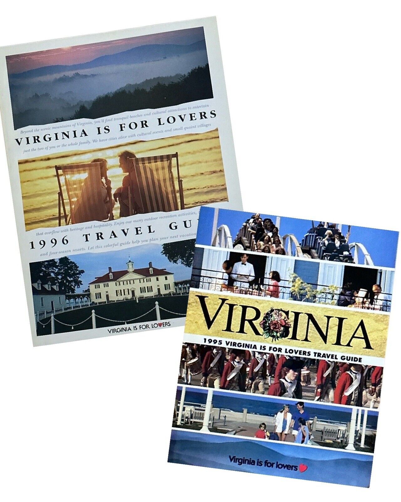 2 Virginia is for Lovers Travel Guides Book Vintage 1995 1996