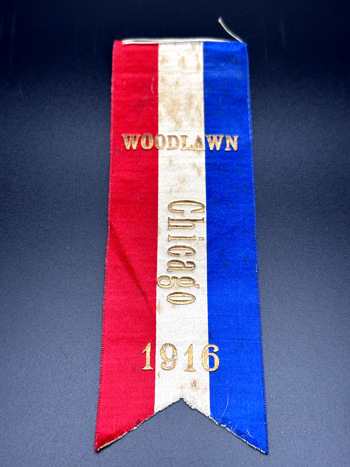 ANTIQUE 1916 WOODLAWN CHICAGO RED,WHITE, BLUE RIBBON - L519