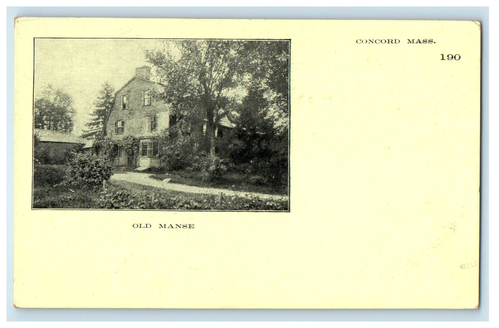 c1900s Old Manse, Concord, Massachusetts MA Unposted Antique PMC Postcard