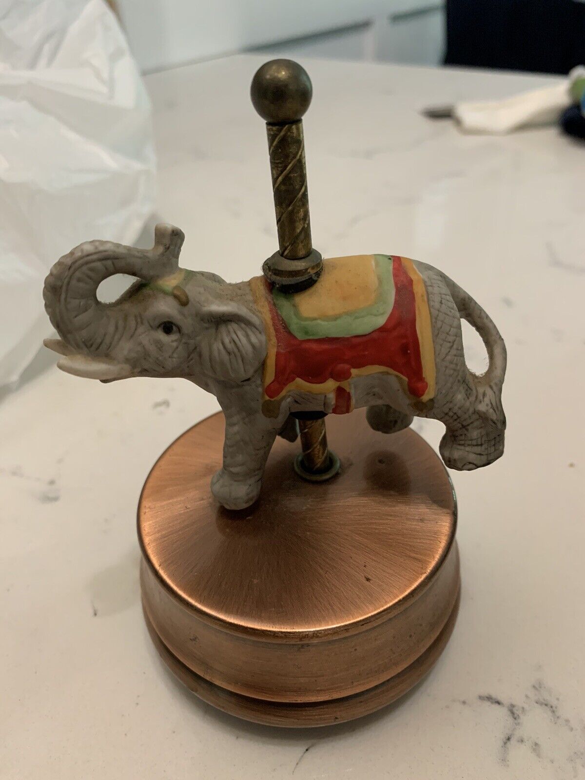 Vintage Aldon Elephant  On Brass Music Box
