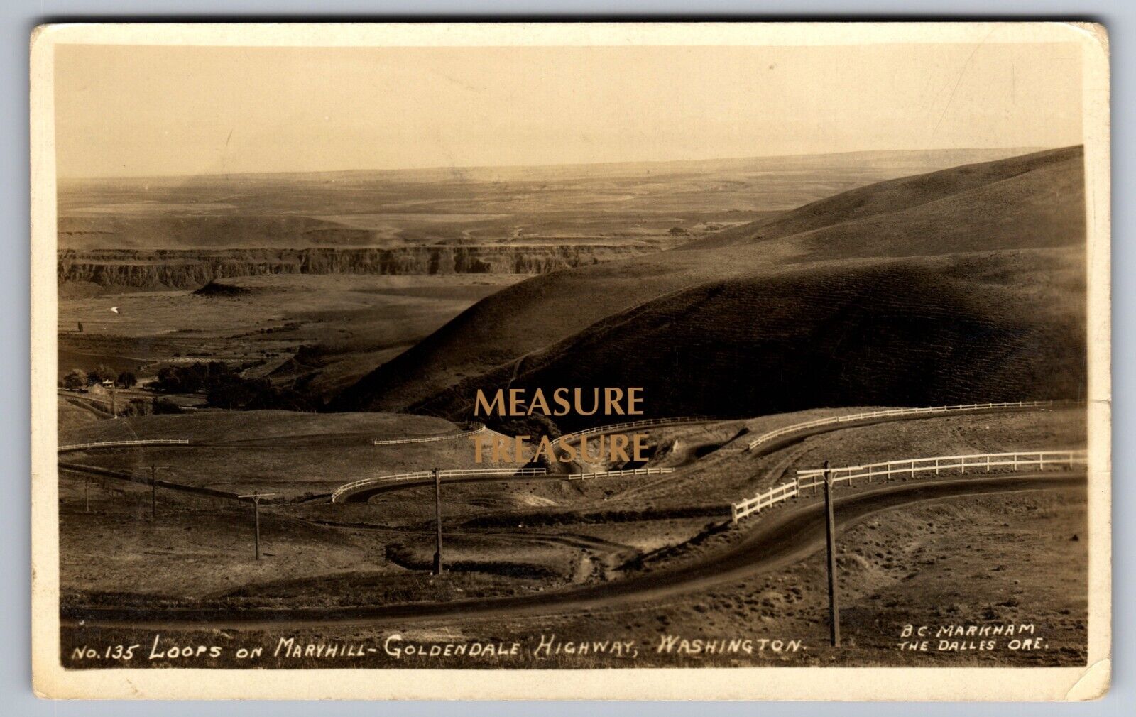C.1940 RPPC MARYHILL GOLDENDALE HIGHWAY, WA WASHINGTON LOOPS PHOTO Postcard P62