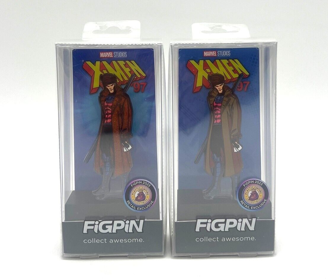 FiGPiN X-Men Gambit 1540 Regular & Glitter 1598 Plastic Empire Collectible Pins