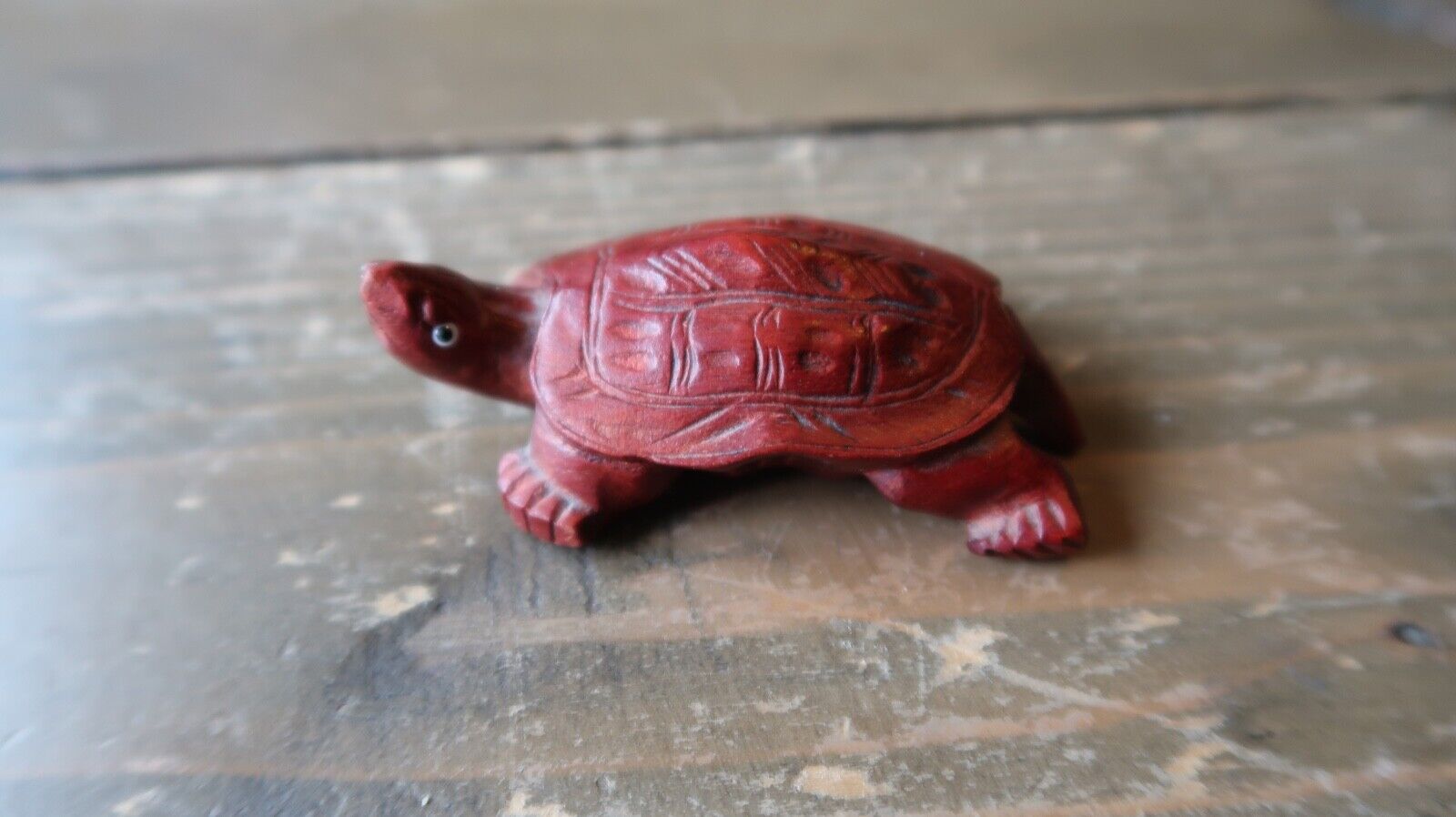 Vintage Hand Carved Wood Turtle Trinket 2 5/8\