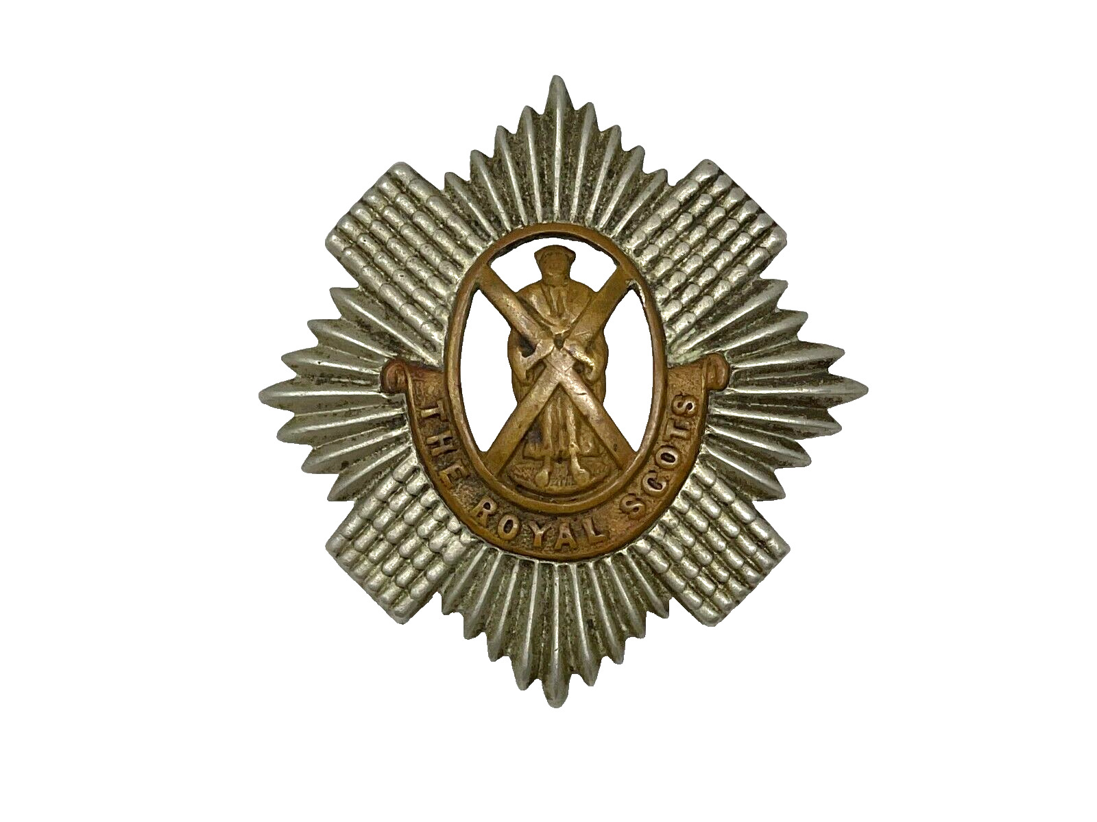 Vintage - \'The Royal Scots\' 2nd Batallion Regiment, Bi-Metal Beret Badge (#2)