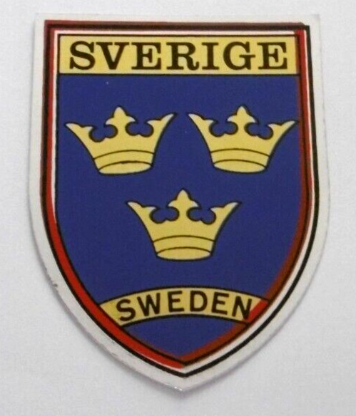 Souvenir-Aufkleber Sverige Sweden Stockholm Country Arms 80er Classic Car