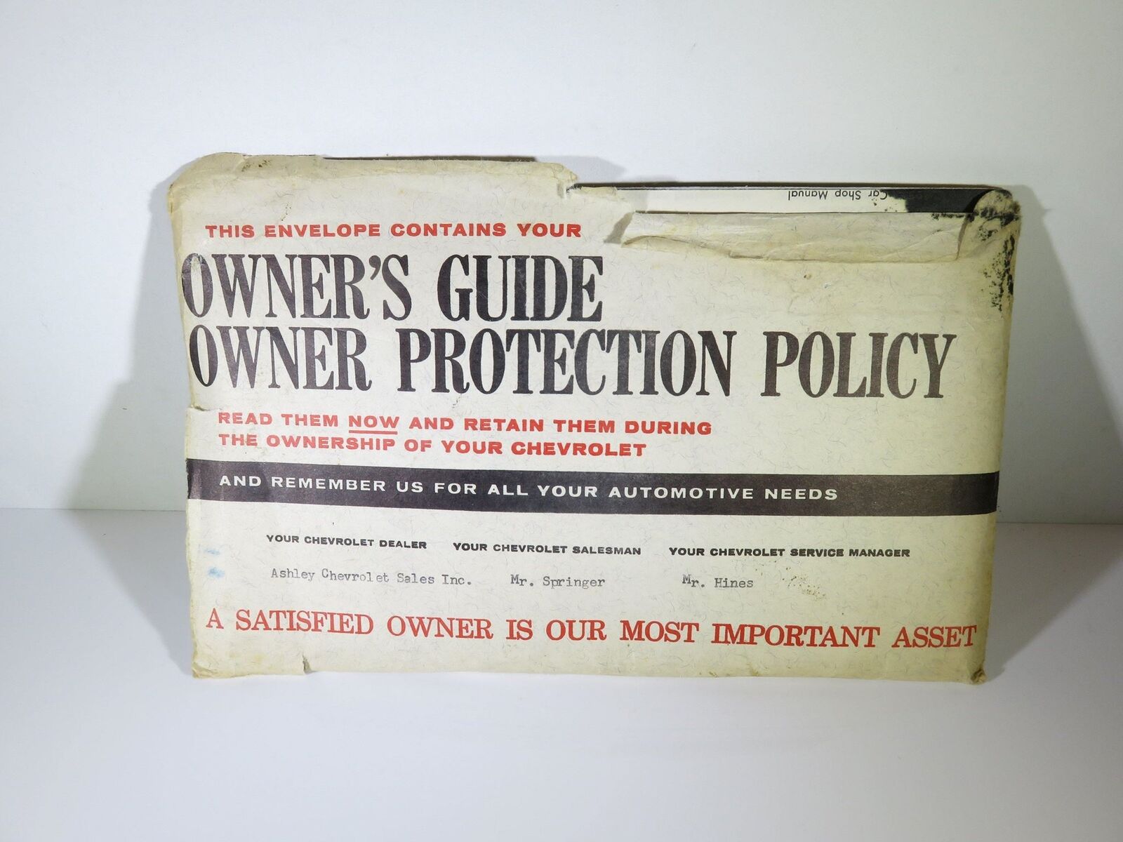 Original 1961 Chevrolet Bel Air Owners Guide With Original Bill of Sale