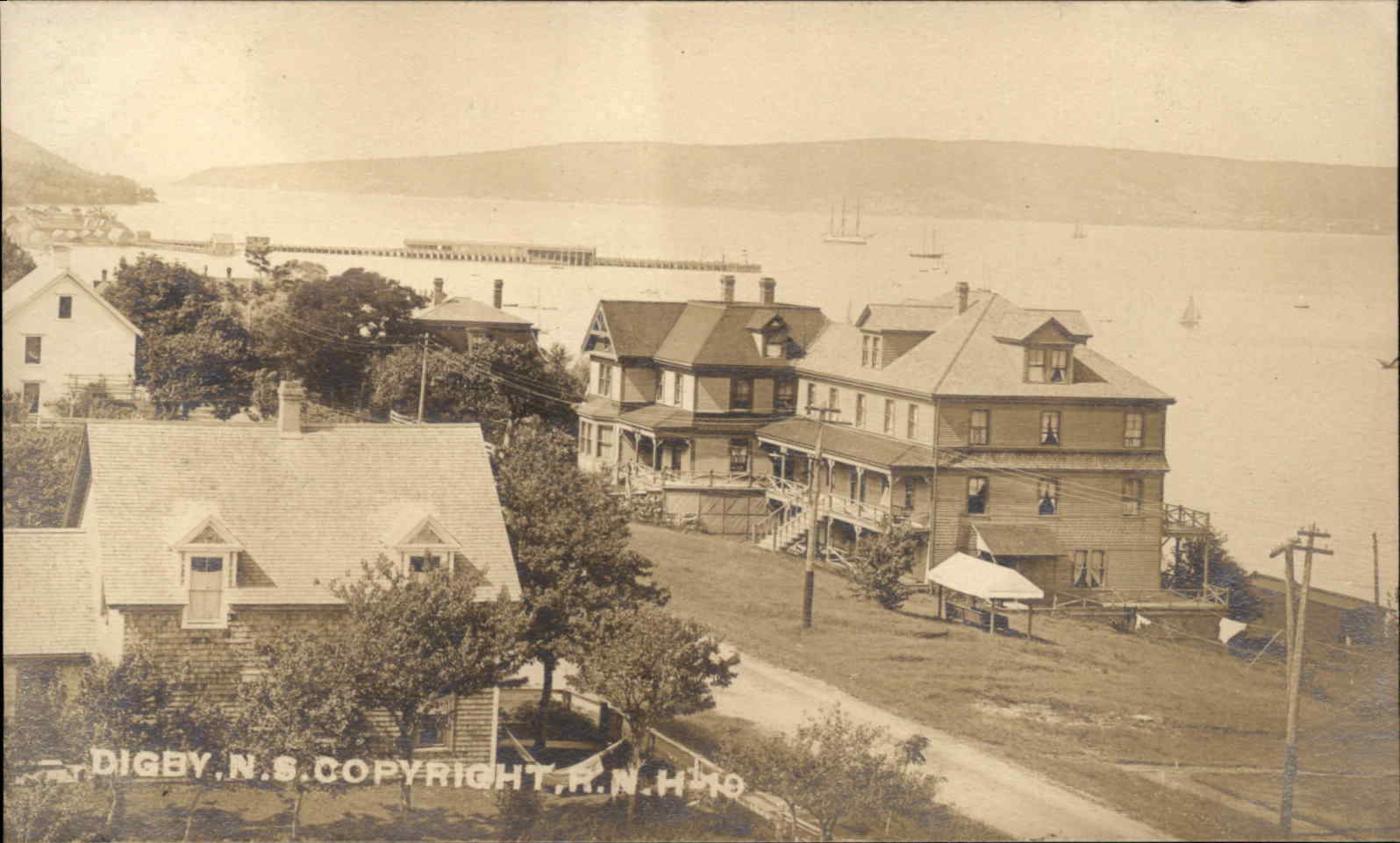 Digby Nova Scotia NS Waterfront Homes c1910 Real Photo Vintage Postcard