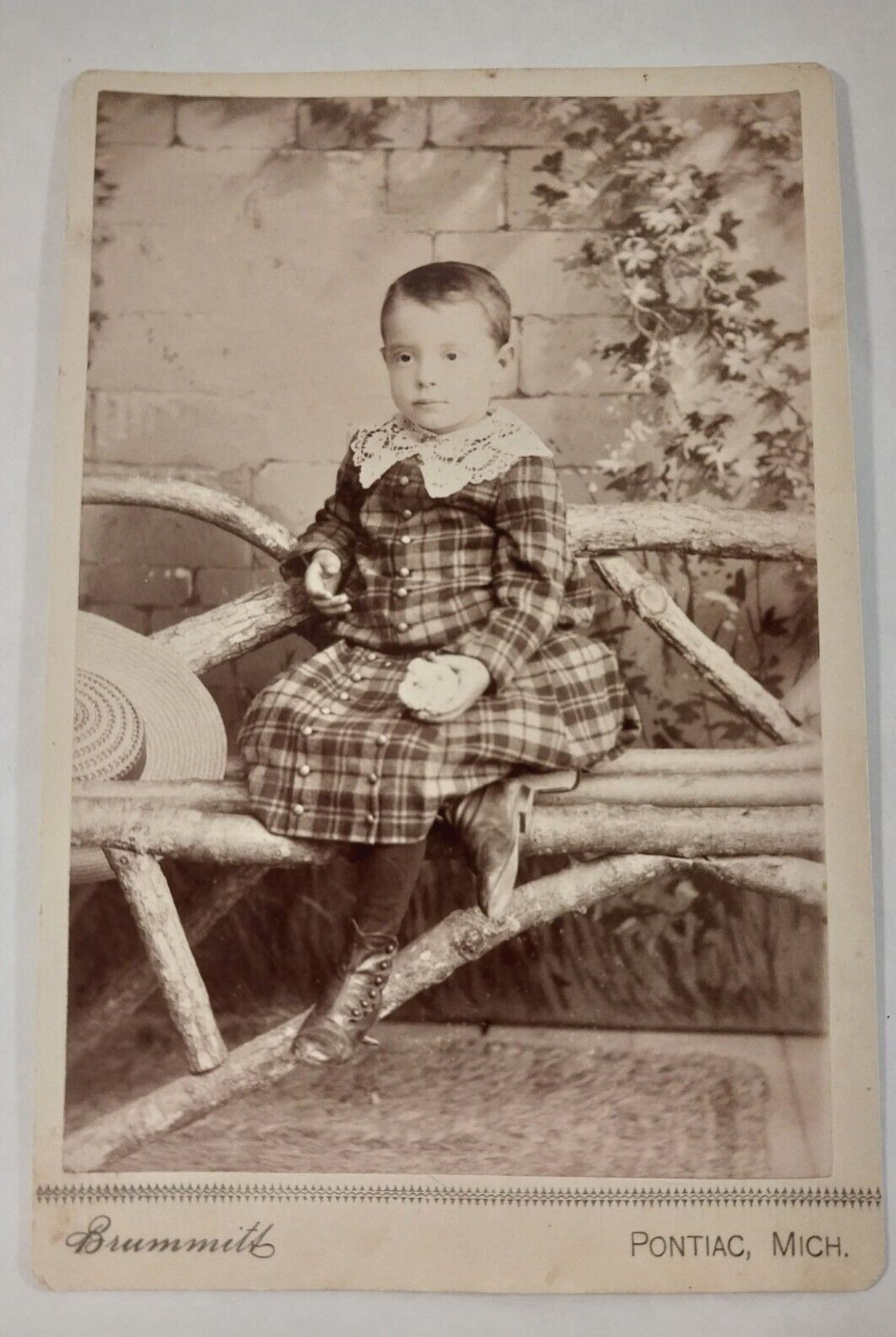 Antique Cabinet Card Photograph Adorable Well Dressed Victorian Boy Michigan  
