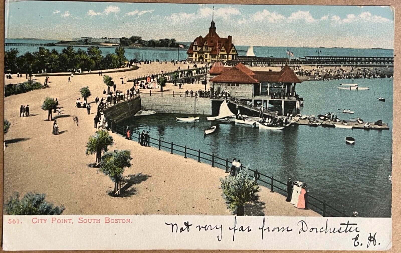 South Boston City Point Harbor Beach Massachusetts Antique Postcard 1905