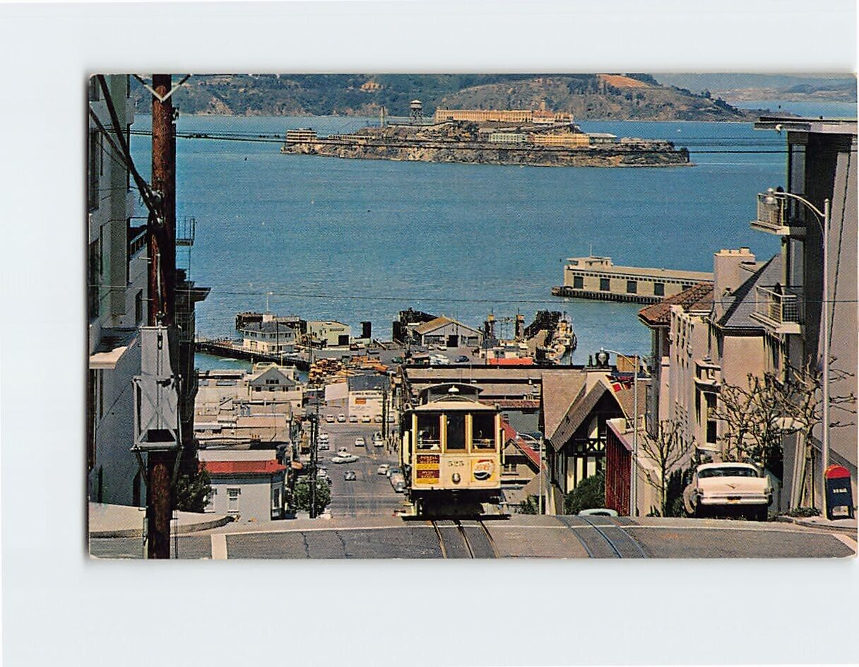 Postcard Cable Car On San Francisco Hill San Francisco California USA