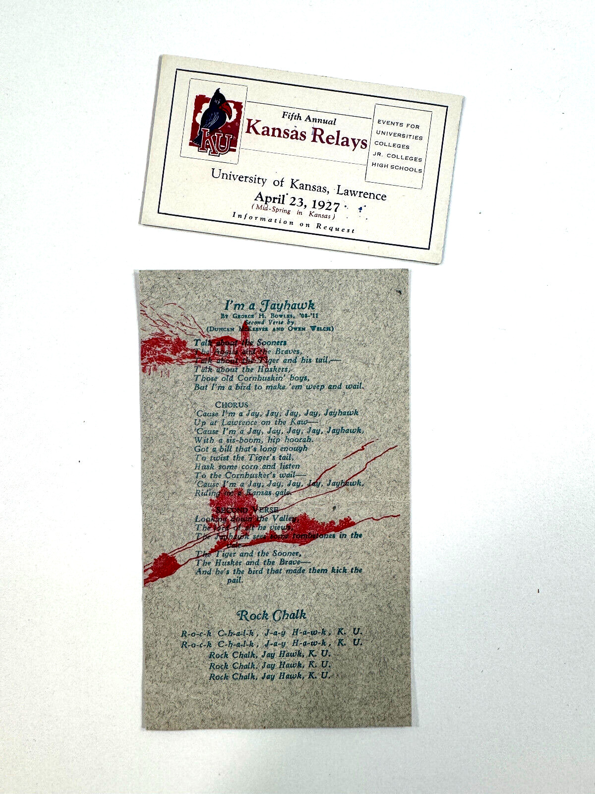 RARE 1927 University of Kansas Jayhawks Relays Advertising Ink Blotter KU