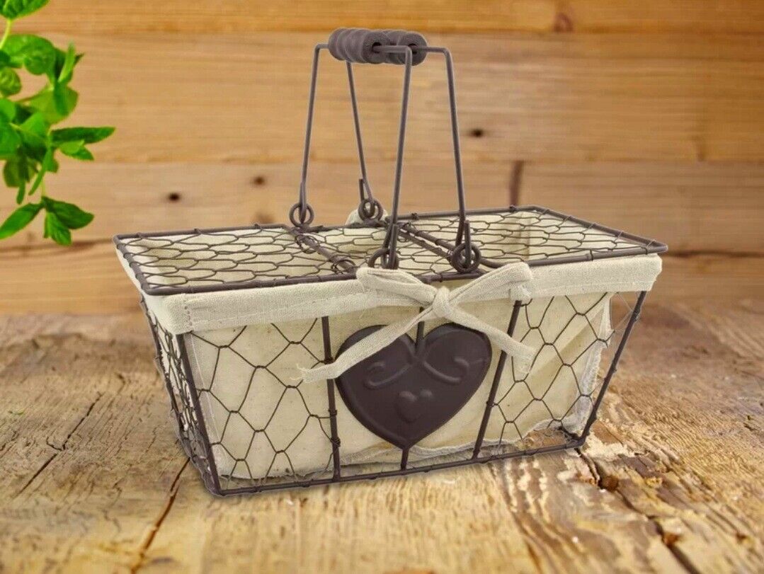 Stonebriar Collection Natural Brown Rustic Chicken Wire Basket w/Cloth Liner