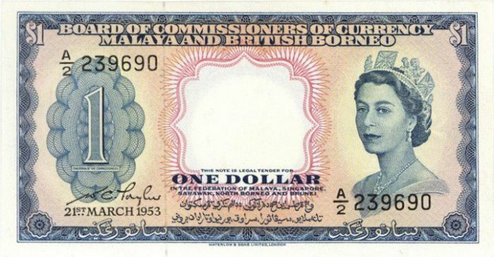 Malaya and British Borneo - 1 Dollar - P-1a - 1953 dated Foreign Paper Money - P