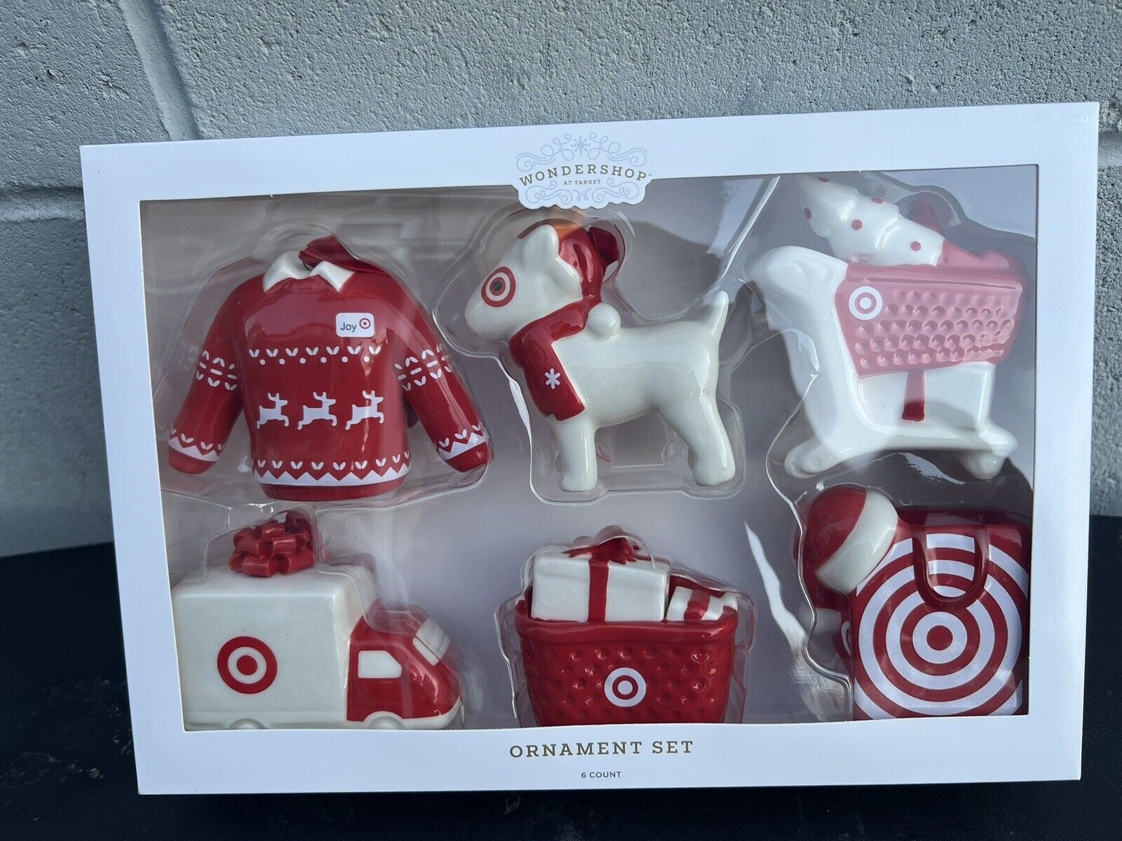 2023 Target Wondershop Christmas Bullseye Theme 6pc Ceramic Ornament Set New
