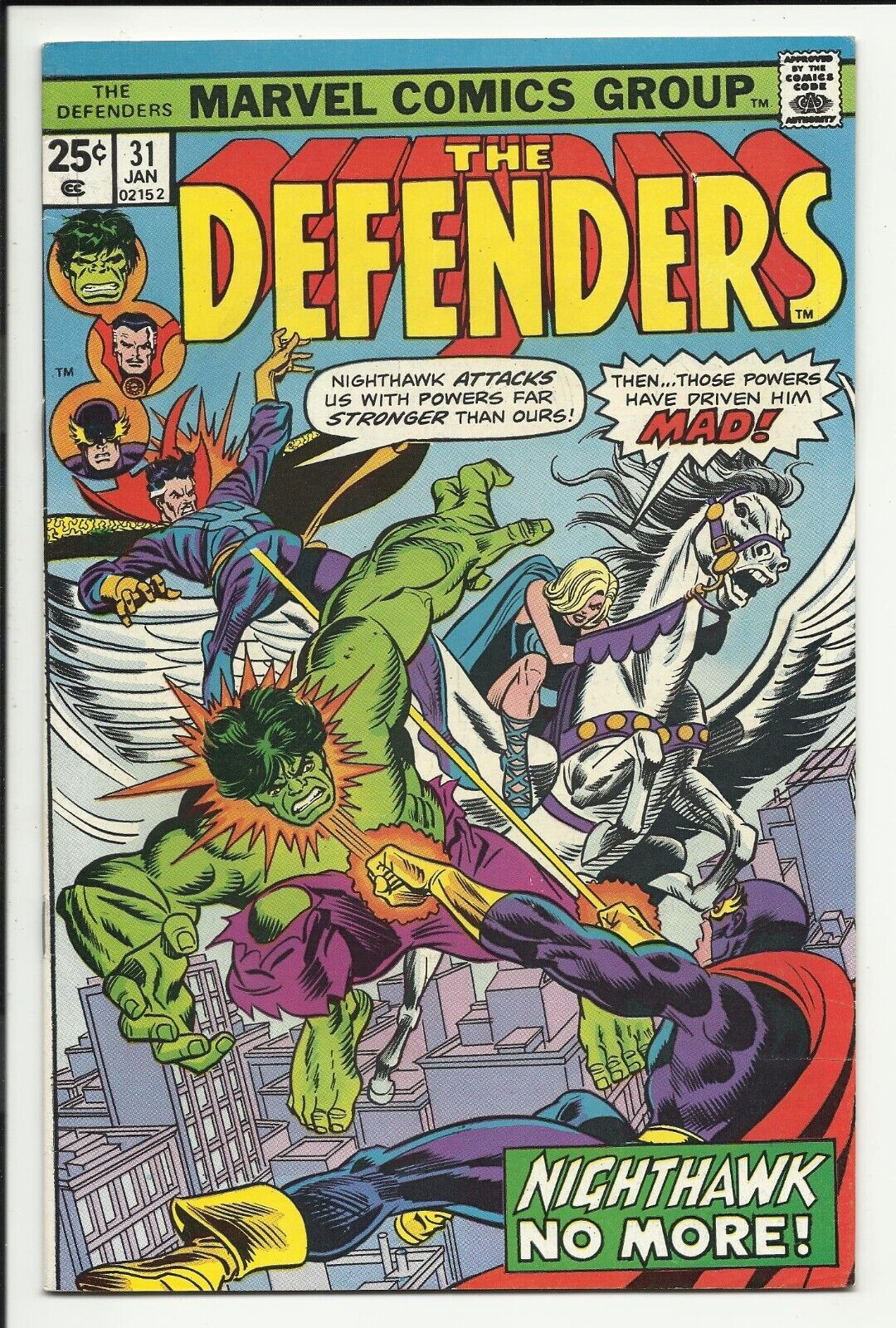 Defenders #31 - 1st series - Nighthawk - Valkyrie - Hulk - Dr. Strange - VF 8.0