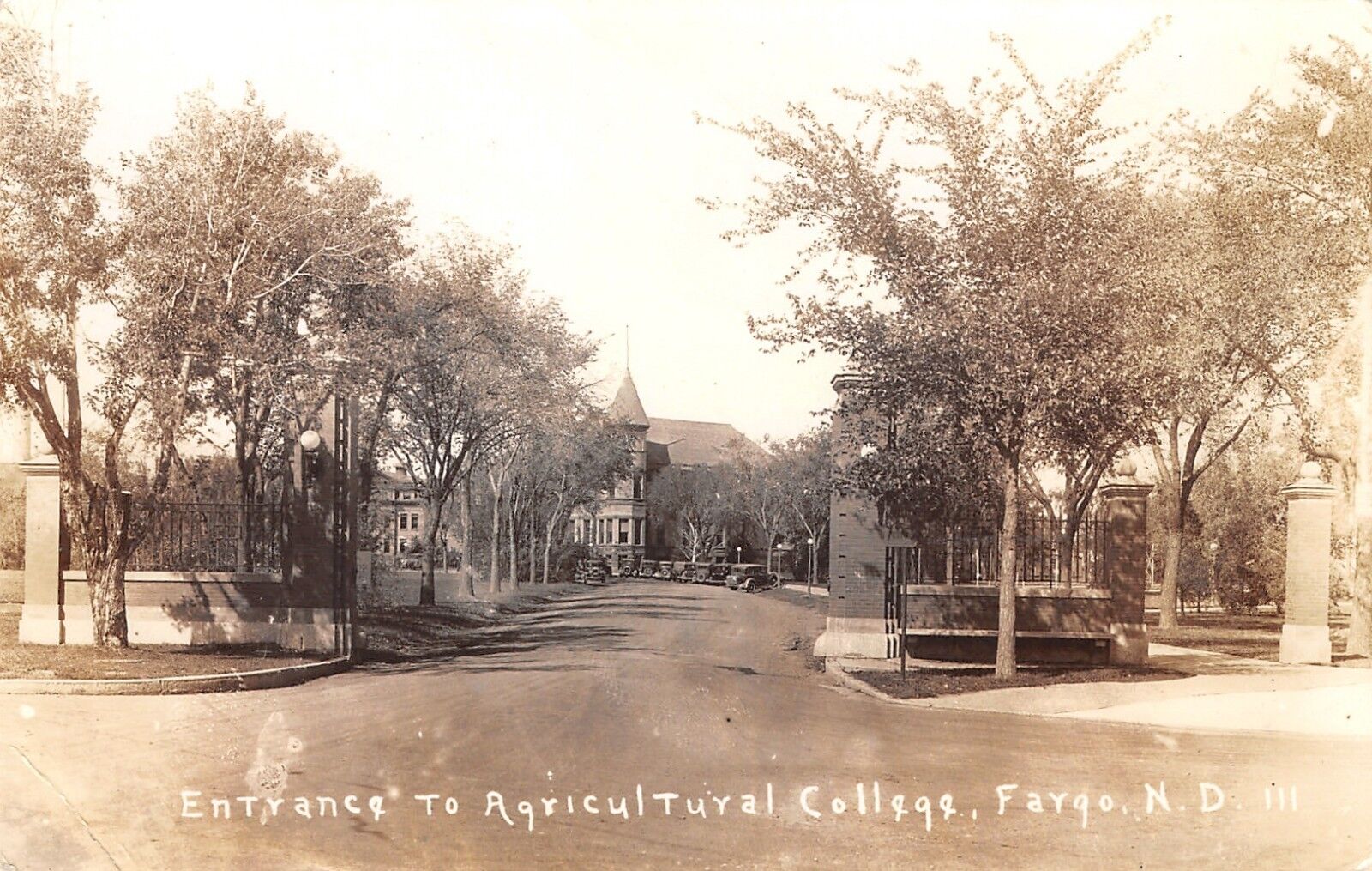 Fargo North Dakota St Univ (Agricultural College) Gate~1938 Teacher\'s Inst RPPC 