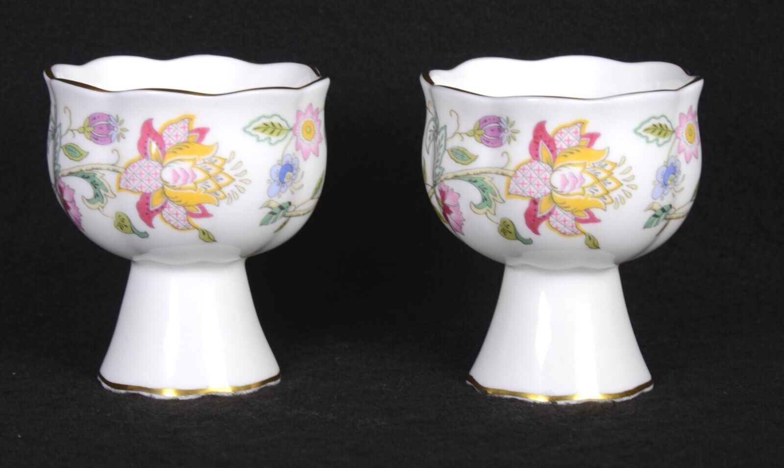 (2) Vintage 1949 MINTON Floral B-1451 HADDON HALL Bone China EGG CUPS  3\