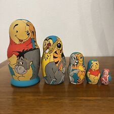Artist Signed Winnie The Pooh Hand Carved Russian Nesting Dolls picture