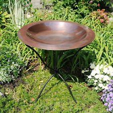 24 in. Dia Antique Copper Plated Large Brass Classic Birdbath W/ Shallow Bowl picture