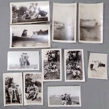Lot of 11 Old Photographs 1930s Two Couples Posing Having Fun & Canoe picture