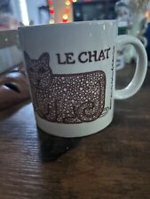 Vintage 1978 Taylor & Ng LE CHAT Cat Coffee Mug Cup Mouse Brown Yarn  Japan picture