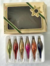 6 Vintage Rauch Christmas Ornaments Glitter 4” Icicles Teardrops Original Box picture