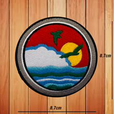 BEACH AND BIRDS EMBROIDERED SUNSET PATCH IRON OR SEW ON APPLIQUE BADGES LOGO picture