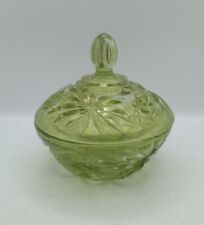 EAPC Early American Prescut Anchor Hocking Green Flashed Powder / Candy Jar picture