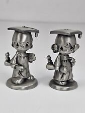 Precious Moments Pewter Graduation Diploma Graduate Boy & Girl Figurines 1982 picture