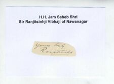 RARE CRICKET Ranjitsinhji MAHARAJA Signed 1872-1933 autograph on card INDIA picture
