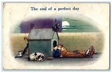 c1910's Dog House The End Of A Perfect Day Elgin IL Bamforth Antique Postcard picture