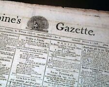 Rare PORCUPINE'S Gazette Engraving Philadelphia PA Pennsylvania 1798 Newspaper picture