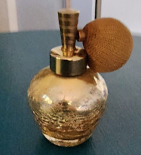 Vintage 1930's Art Deco Atomizer Perfume Bottle Gold Glass Crackled RARE picture