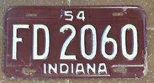 Indiana 1954 VERMILLION COUNTY License Plate # FD 2060 picture
