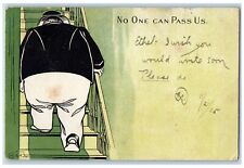 1905 Fat Man Walking Stairs Write Away Buffalo New York NY Antique Postcard picture