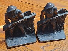 Antique Hubley Cast Bronze WW1 Soldier 695 Doughboy Bookends 6