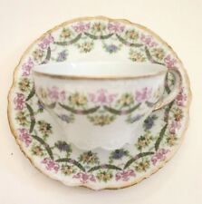 J P Limoges Teacup Saucer Pduyat Pink Floral pattern gold France Tea Cup Antique picture