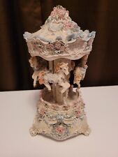Victorian Canopy Horse Carousel Rotating Horses Musical Resin 11x6 picture