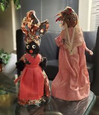 Set Of 2 Vintage Folk Art African American Bell Dolls 7&8