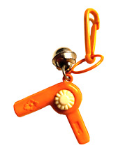 Vintage 1980s Plastic Charm Orange Flower Hair Dryer Charms Necklace Clip On picture