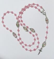 PINK handmade Beaded ROSARY with LAMPWORK GLASS Flower Beads picture