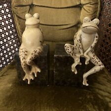 Pair / Fancy Frogs Bookends Austin Cottagecore Decor Vintage Adorable Tatted Ivy picture