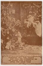 CHRISTMAS 1911 SANTA & TREE LIGHTS POSTED 1911 TO ESTHER HAGEN, JASPER INDIANA picture