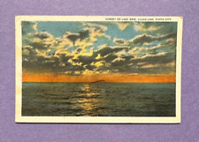 Postcard Sunset on Lake Erie, Cleveland, Ohio, 1941, Sent to Battle Creek, MI picture