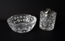 LALIQUE France Tokyo Pattern Glass Ashtray and Cigarette Lighter Set c1950's. picture