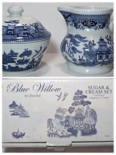 Blue Willow Churchill BW12 Sugar Bowl & Cream Creamer Set OrigBox 2009 IMPERFECT picture