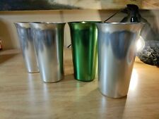 4 Vintage Color Craft MCM Aluminum Tumbler Cups made in Indiana Silver Green picture