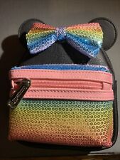Disney Loungefly  Sequined Pastel Rainbow Backpack Wristlet picture