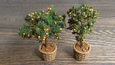 Set of Two Mini Orange Trees for Dollhouse Fairy Garden Village Terrarium #96 picture