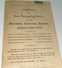 Rare Victorian American Reformed Episcopal Church Thanksgiving Program C.1884 picture
